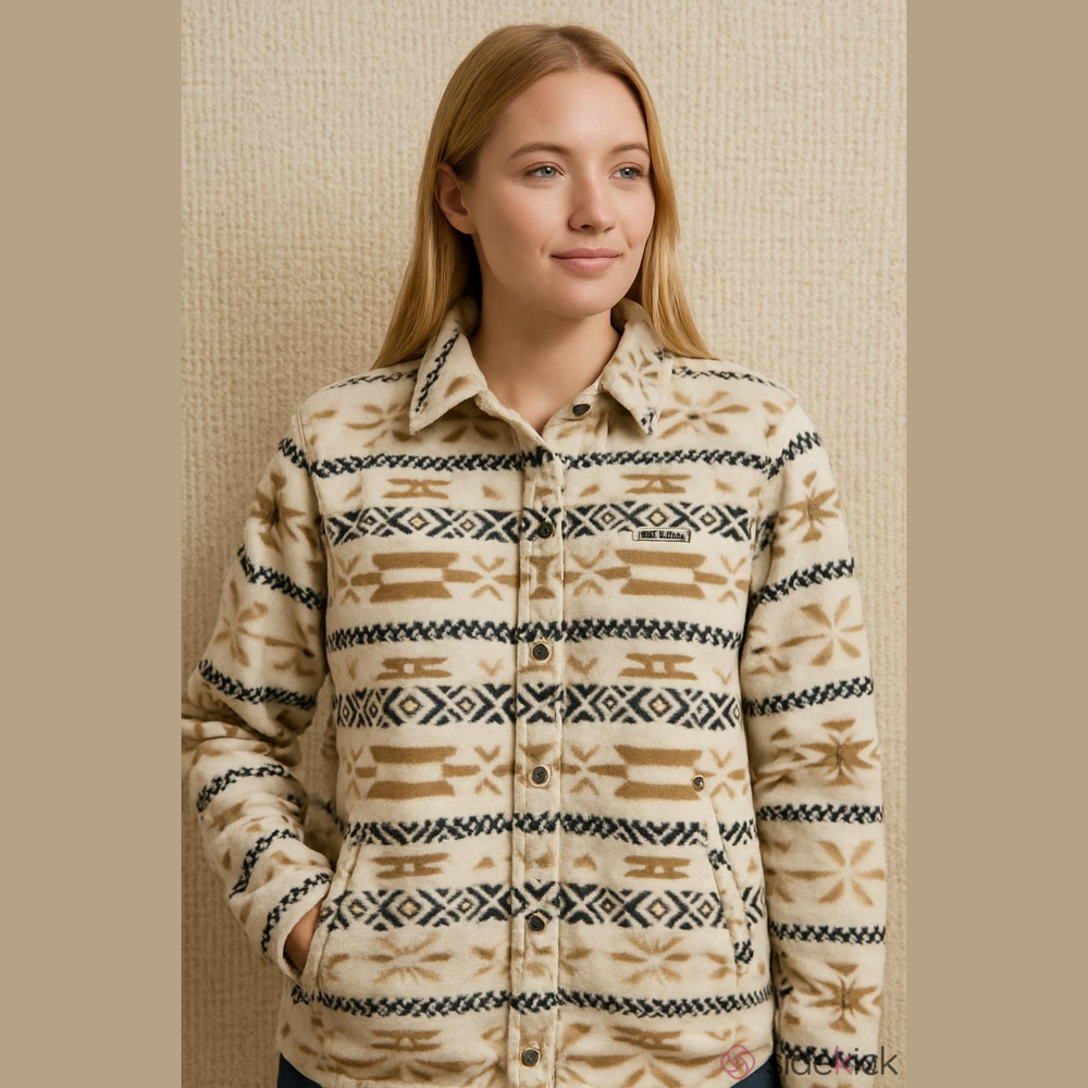 COLUMBIA Patterned Fleece Jacket L